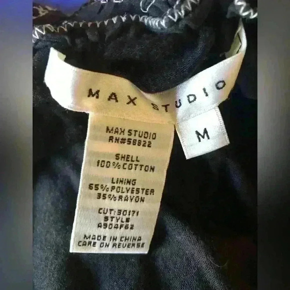 MAX STUDIO FESTIVAL EMBROIDERED BLACK WHITE SUMMER DRESS WOMEN M - Picture 6 of 7